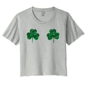 Four Leaf Clover Boobs Lucky St Patricks Day Women's Crop Top Tee