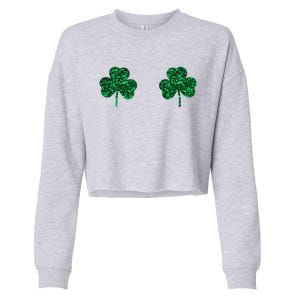 Four Leaf Clover Boobs Lucky St Patricks Day Cropped Pullover Crew