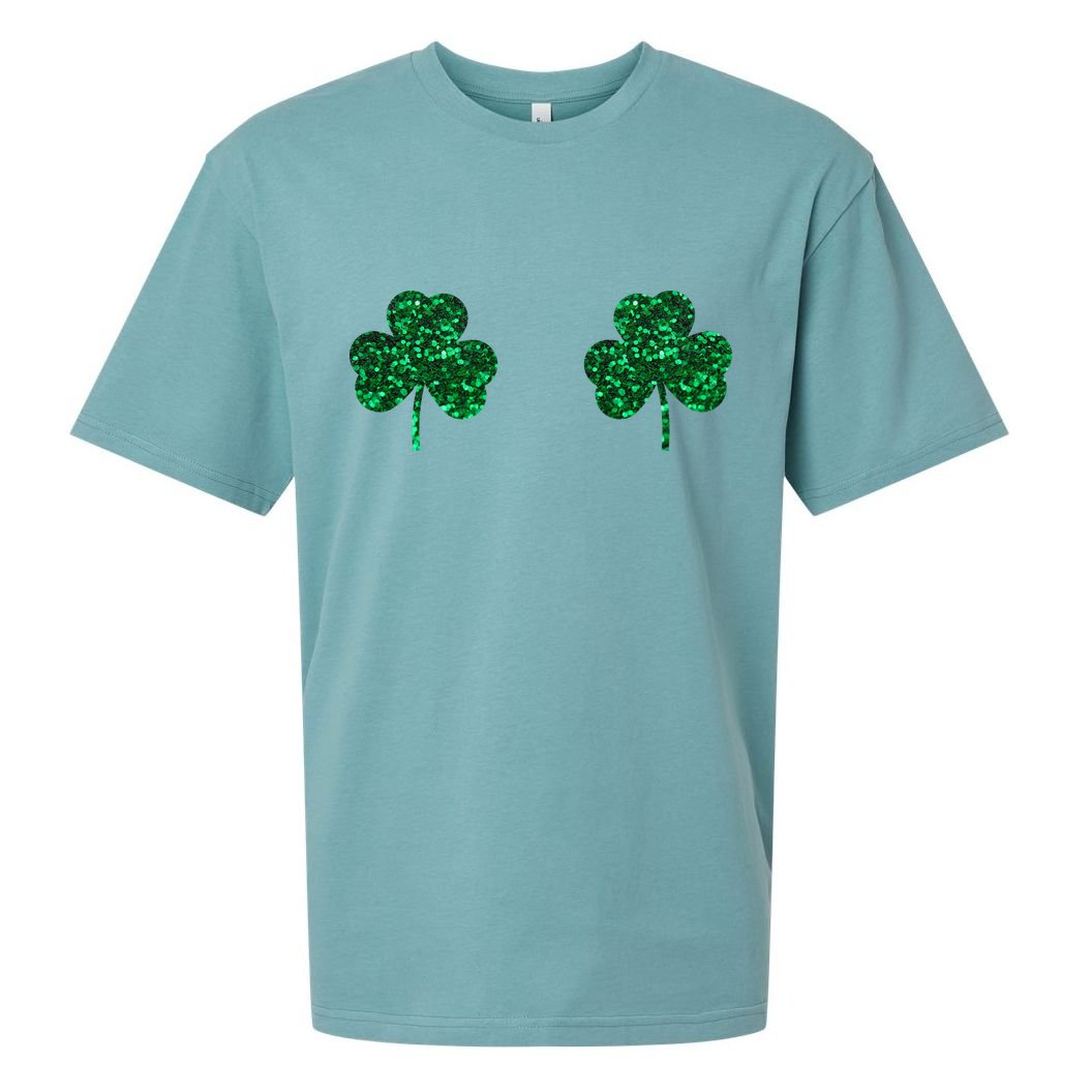 Four Leaf Clover Boobs Lucky St Patricks Day Sueded Cloud Jersey T-Shirt