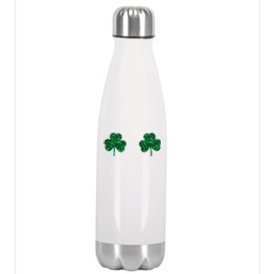 Four Leaf Clover Boobs Lucky St Patricks Day Stainless Steel Insulated Water Bottle