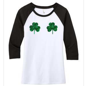 Four Leaf Clover Boobs Lucky St Patricks Day Women's Tri-Blend 3/4-Sleeve Raglan Shirt