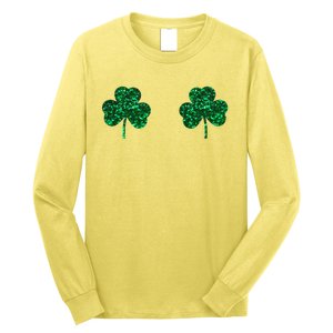 Four Leaf Clover Boobs Lucky St Patricks Day Long Sleeve Shirt