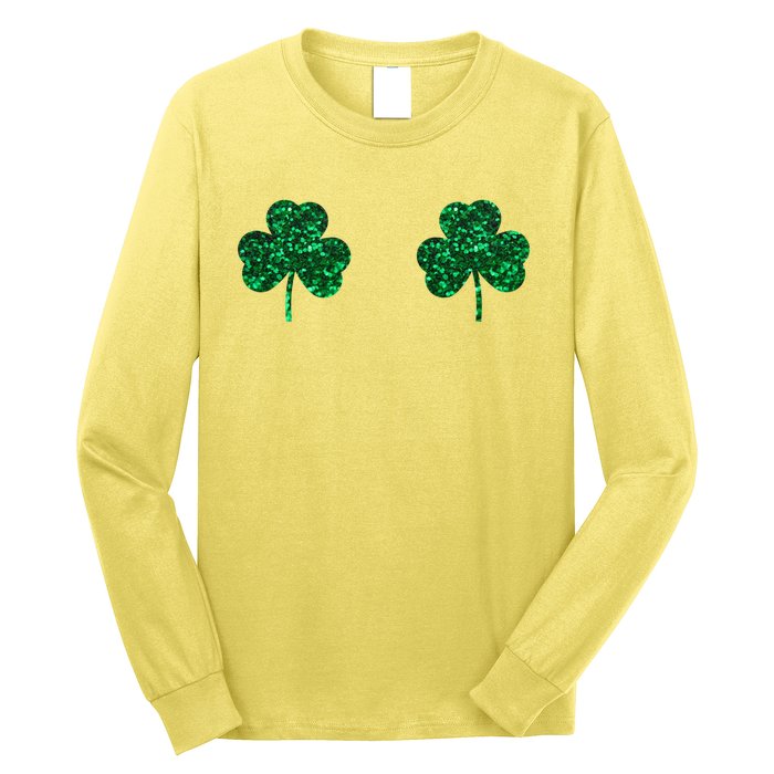 Four Leaf Clover Boobs Lucky St Patricks Day Long Sleeve Shirt