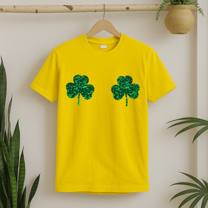 Four Leaf Clover Boobs Lucky St Patricks Day T-Shirt