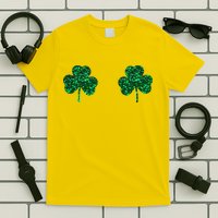 Four Leaf Clover Boobs Lucky St Patricks Day T-Shirt