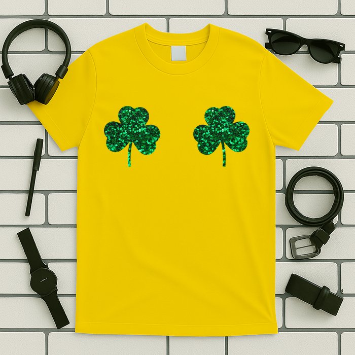 Four Leaf Clover Boobs Lucky St Patricks Day T-Shirt