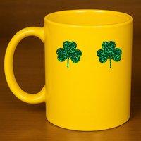 Four Leaf Clover Boobs Lucky St Patricks Day 11oz C Handle Ceramic Mug