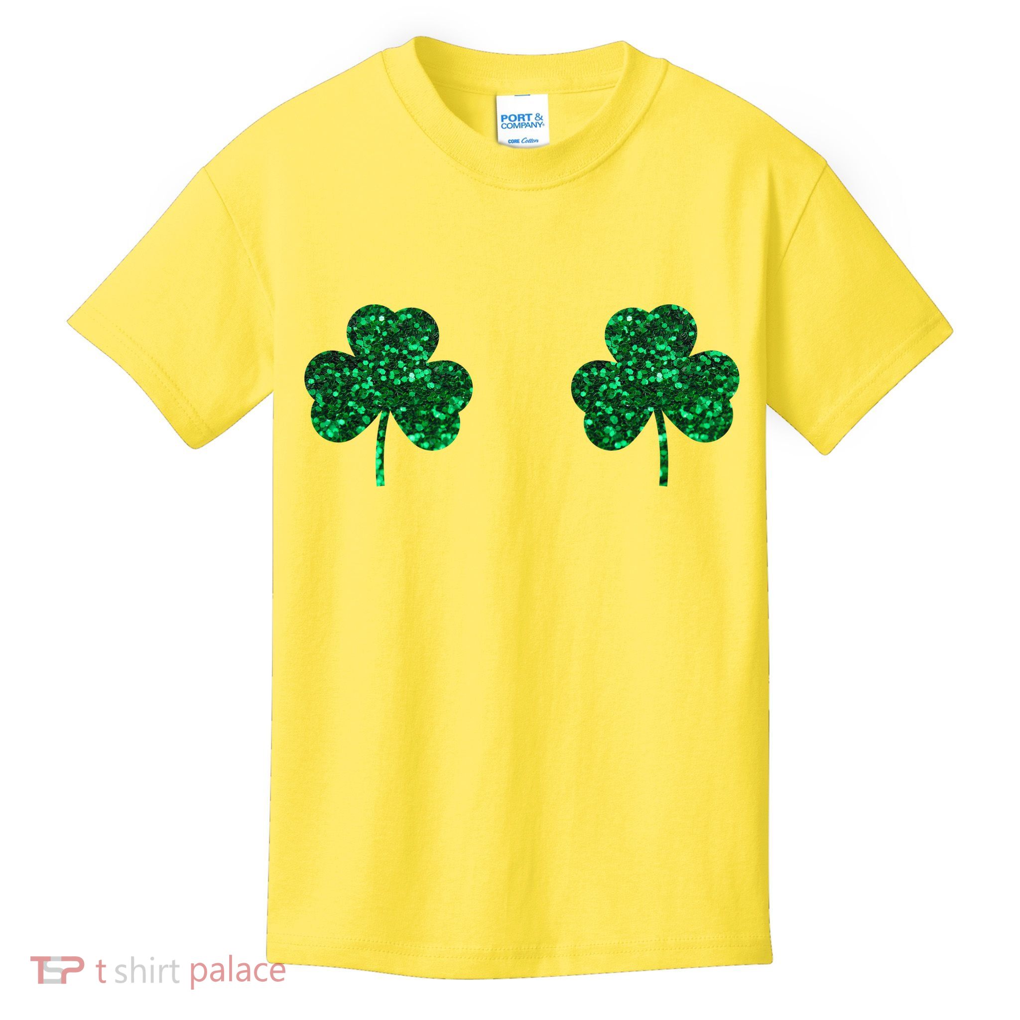 Four Leaf Clover Boobs Lucky St Patricks Day Kids T-Shirt
