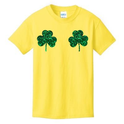 Four Leaf Clover Boobs Lucky St Patricks Day Kids T-Shirt