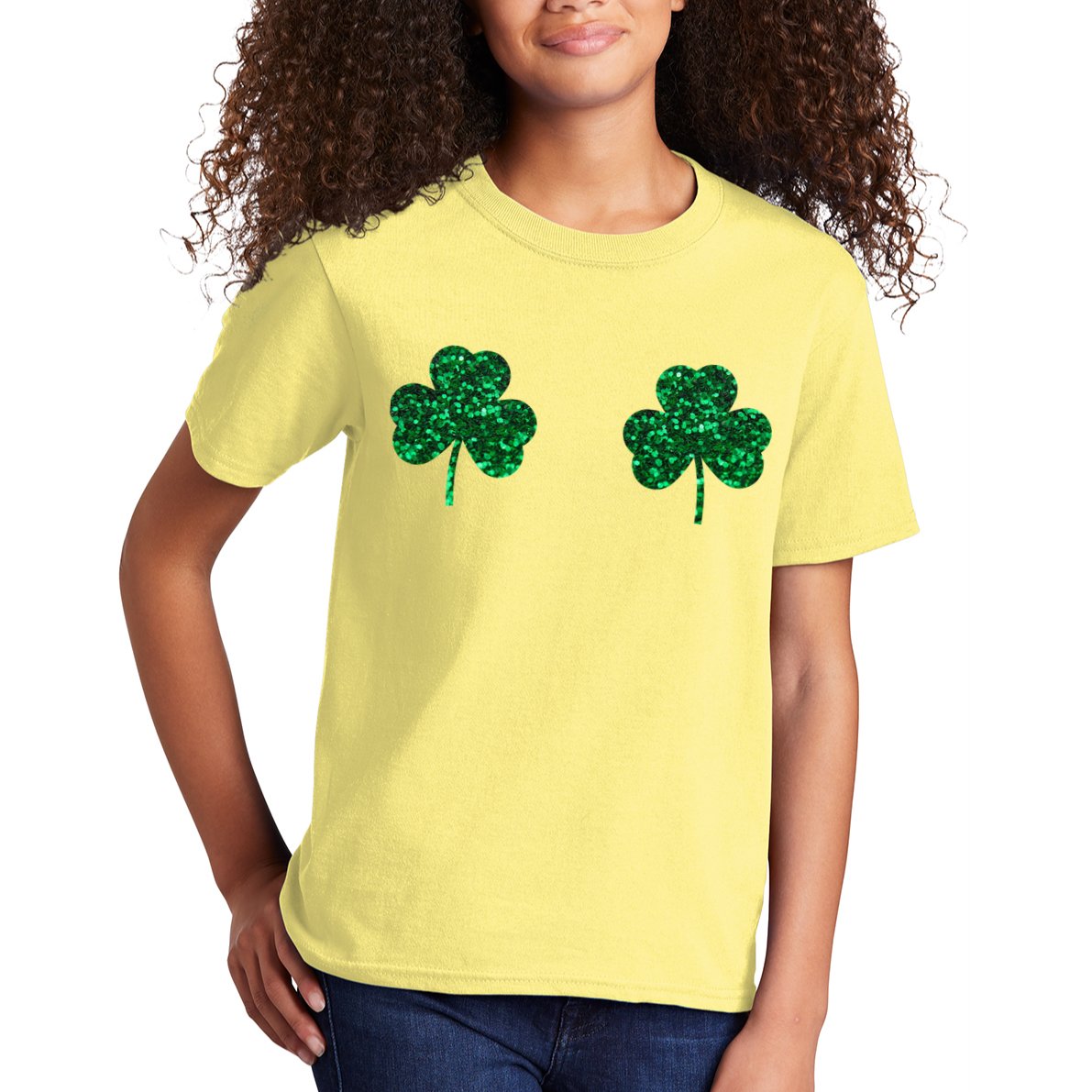 Four Leaf Clover Boobs Lucky St Patricks Day Kids T-Shirt