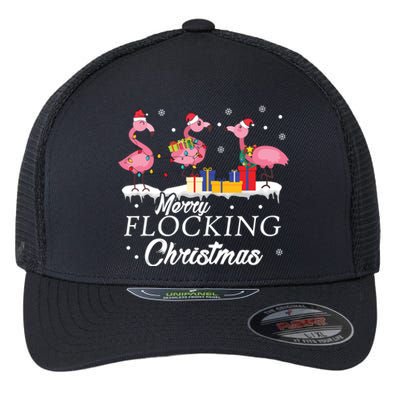 Flamingo Lover Christmas Bird Merry Flocking Christmas Gift Flexfit Unipanel Trucker Cap