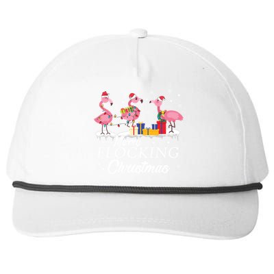 Flamingo Lover Christmas Bird Merry Flocking Christmas Gift Snapback Five-Panel Rope Hat