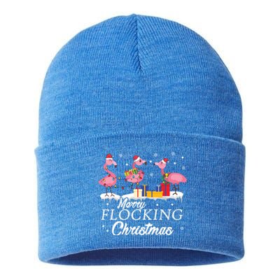 Flamingo Lover Christmas Bird Merry Flocking Christmas Gift Sustainable Knit Beanie