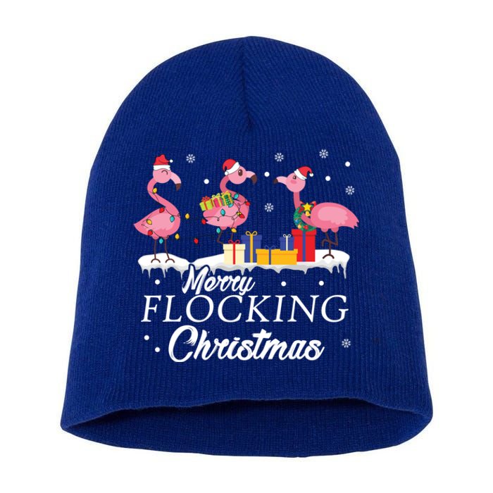 Flamingo Lover Christmas Bird Merry Flocking Christmas Gift Short Acrylic Beanie