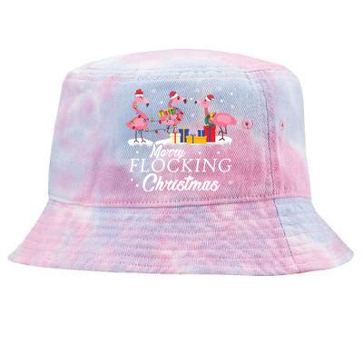 Flamingo Lover Christmas Bird Merry Flocking Christmas Gift Tie-Dyed Bucket Hat