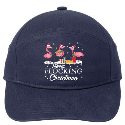 Flamingo Lover Christmas Bird Merry Flocking Christmas Gift 7-Panel Snapback Hat