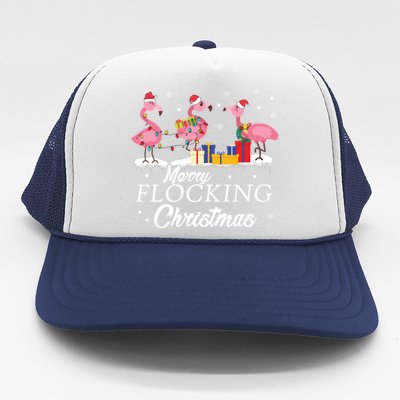 Flamingo Lover Christmas Bird Merry Flocking Christmas Gift Trucker Hat