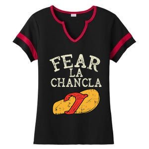 Fear La Chancla Funny Cinco De Mayo Spanish Mexican Ladies Halftime Notch Neck Tee