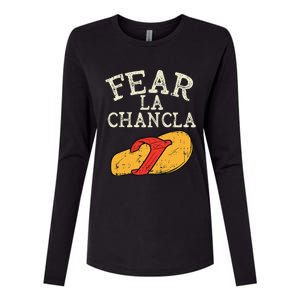 Fear La Chancla Funny Cinco De Mayo Spanish Mexican Womens Cotton Relaxed Long Sleeve T-Shirt