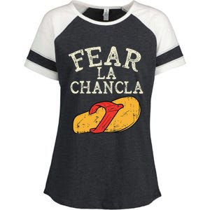 Fear La Chancla Funny Cinco De Mayo Spanish Mexican Enza Ladies Jersey Colorblock Tee