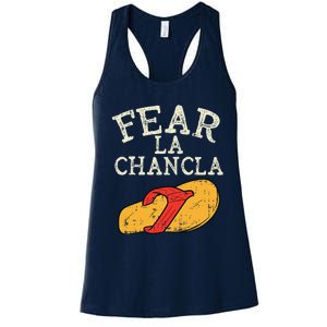 Fear La Chancla Funny Cinco De Mayo Spanish Mexican Women's Racerback Tank