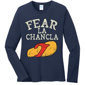 Fear La Chancla Funny Cinco De Mayo Spanish Mexican Ladies Long Sleeve Shirt