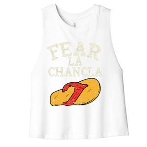 Fear La Chancla Funny Cinco De Mayo Spanish Mexican Women's Racerback Cropped Tank