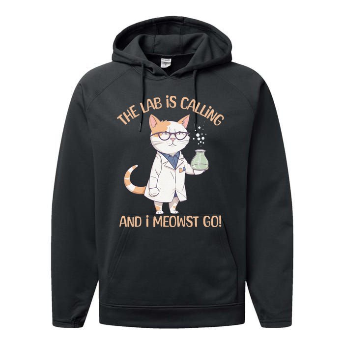 Funny Lab Cat Laboratory Chemistry Performance Fleece Hoodie