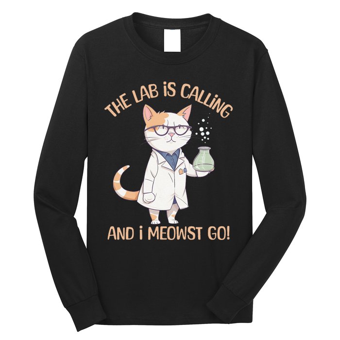 Funny Lab Cat Laboratory Chemistry Long Sleeve Shirt