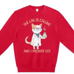 Funny Lab Cat Laboratory Chemistry Premium Crewneck Sweatshirt