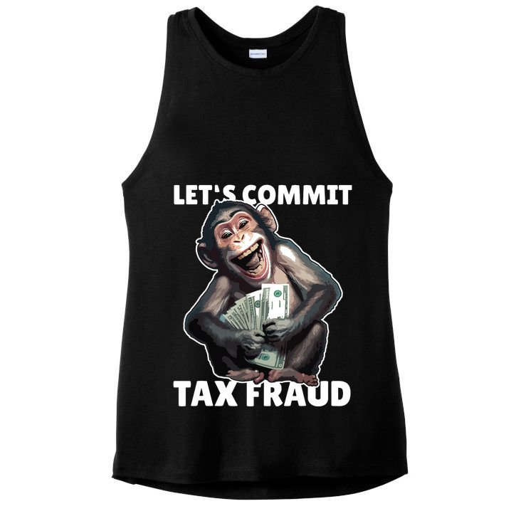 Funny Lets Commit Tax Fraud Monkey Outfit Tax Day Sayings Ladies PosiCharge Tri-Blend Wicking Tank