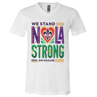 Funny Louisiana Culture T Vintag We Stand Nola Strong Appare V-Neck T-Shirt