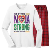 Funny Louisiana Culture T Vintag We Stand Nola Strong Appare Women's Long Sleeve Flannel Pajama Set 