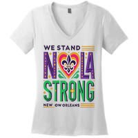 Funny Louisiana Culture T Vintag We Stand Nola Strong Appare Women's V-Neck T-Shirt