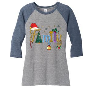 Family Letters Christmas Style Love My Family Christmas Women's Tri-Blend 3/4-Sleeve Raglan Shirt