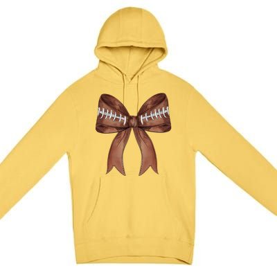 Football Lover Cute Bow Fall Premium Pullover Hoodie