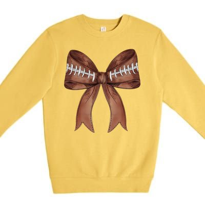 Football Lover Cute Bow Fall Premium Crewneck Sweatshirt