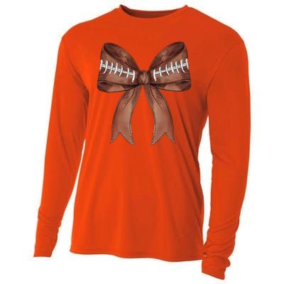 Football Lover Cute Bow Fall Cooling Performance Long Sleeve Crew