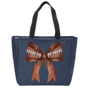 Football Lover Cute Bow Fall Zip Tote Bag