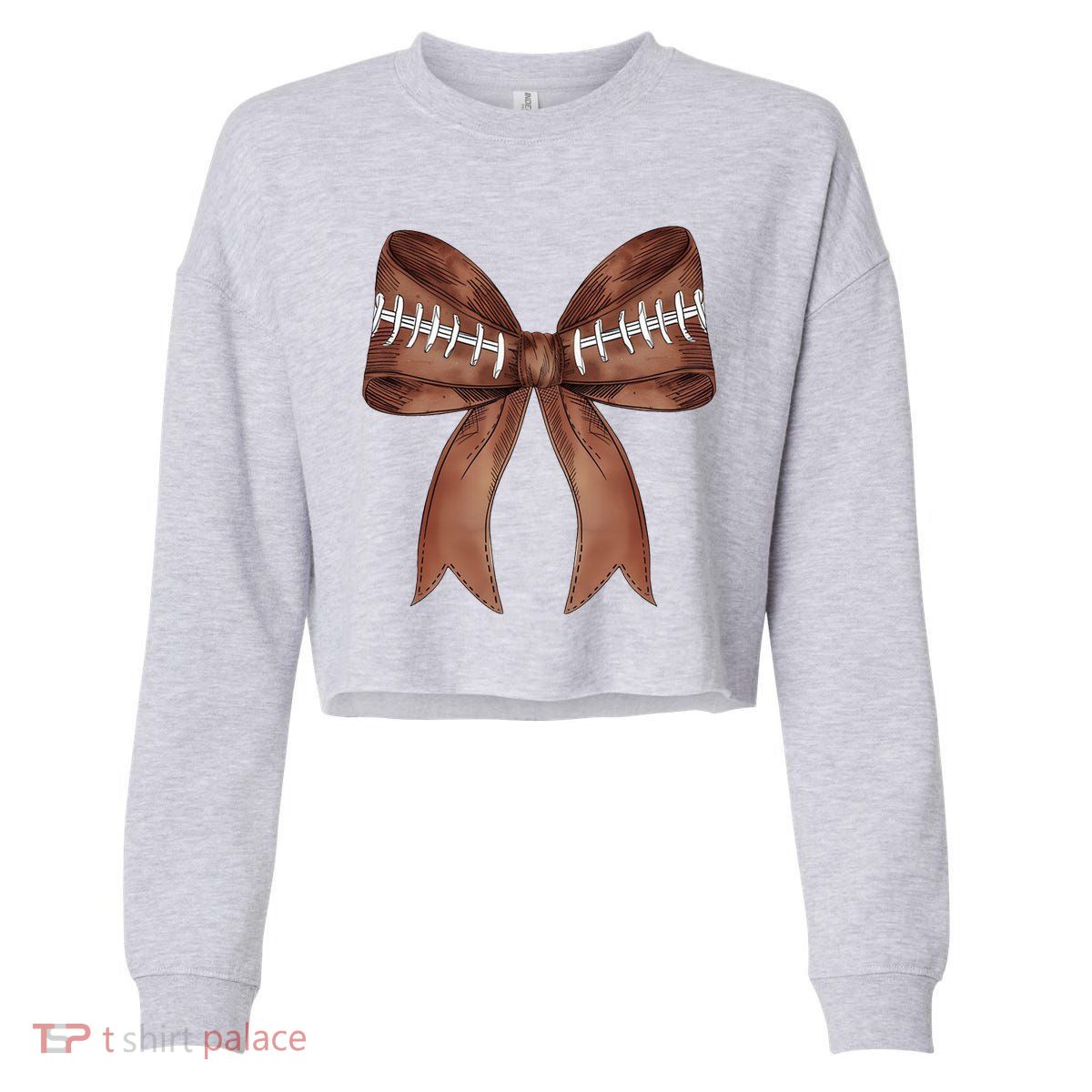 Football Lover Cute Bow Fall Cropped Pullover Crew