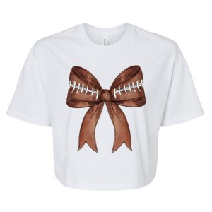 Football Lover Cute Bow Fall Bella+Canvas Jersey Crop Tee