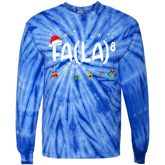 Fa (La)8 Christmas Santa Fa La Math Teacher Tie-Dye Long Sleeve Shirt