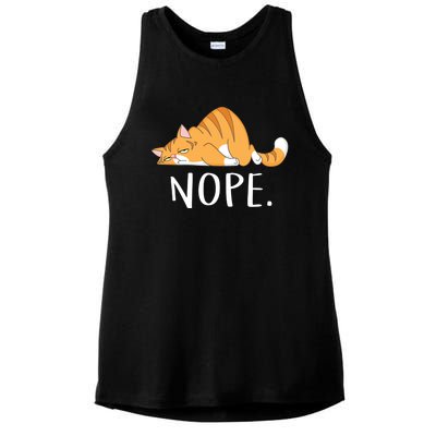 Funny Lazy Cat Nope Not Today Gift Ladies PosiCharge Tri-Blend Wicking Tank