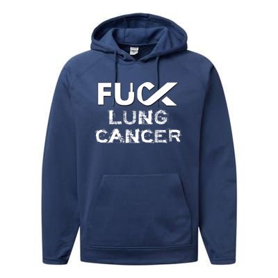 Fuck Lung Cancer Awareness Cool Gift Performance Fleece Hoodie