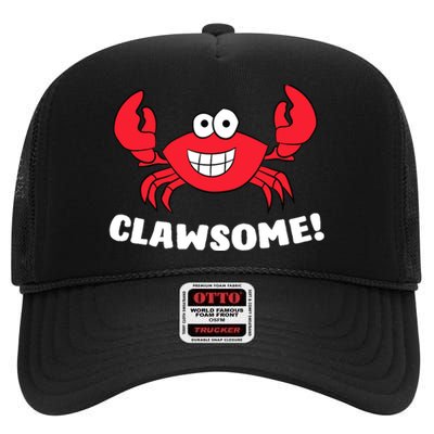 Funny Lobster Clawsome Sea Crab Cartoon Lobster High Crown Mesh Back Trucker Hat