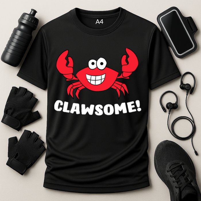 Funny Lobster Clawsome Sea Crab Cartoon Lobster Cooling Performance Crew T-Shirt
