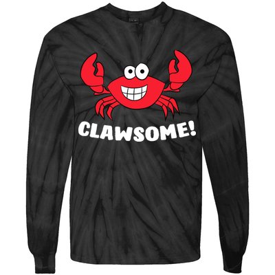 Funny Lobster Clawsome Sea Crab Cartoon Lobster Tie-Dye Long Sleeve Shirt