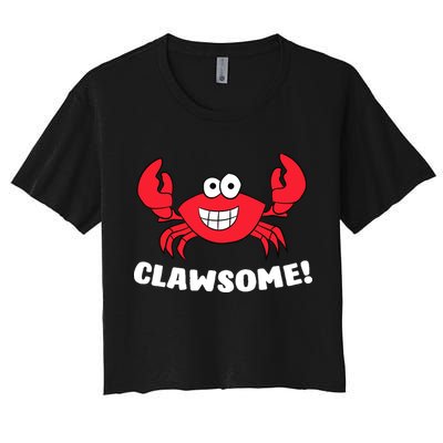 Funny Lobster Clawsome Sea Crab Cartoon Lobster Crop Top