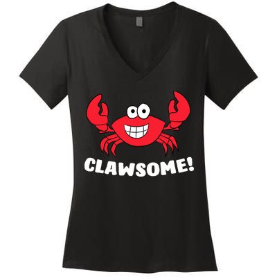 Funny Lobster Clawsome Sea Crab Cartoon Lobster Women's V-Neck T-Shirt