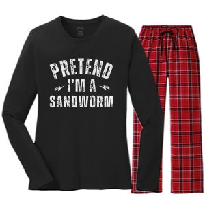 Funny Lazy Costume Last Minute Pretend IM A Sandworm Women's Long Sleeve Flannel Pajama Set 